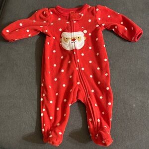 Red Santa Polka Dot Baby One Piece